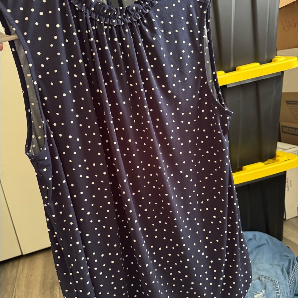 Ann Taylor Factory Blue Ruched Sleeveless Tunic